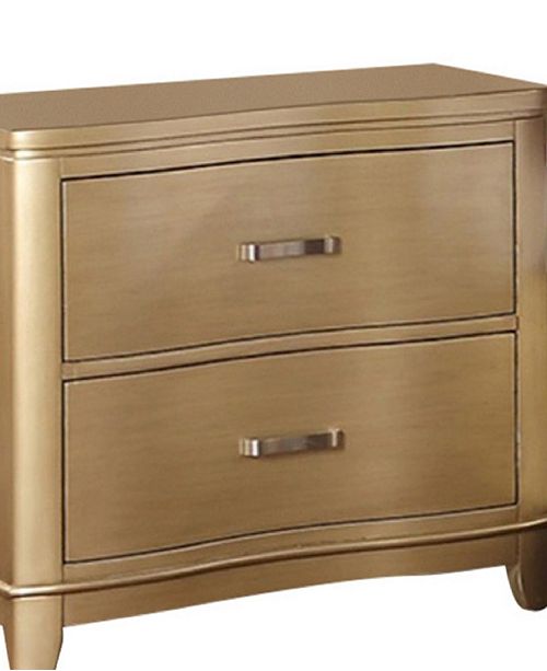 Benzara Pine Wood Night Stand With Two Drawers Gold Reviews