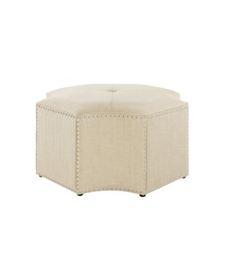 Fiorella Upholstered Octagon Cocktail Ottoman with Nailhead Trim