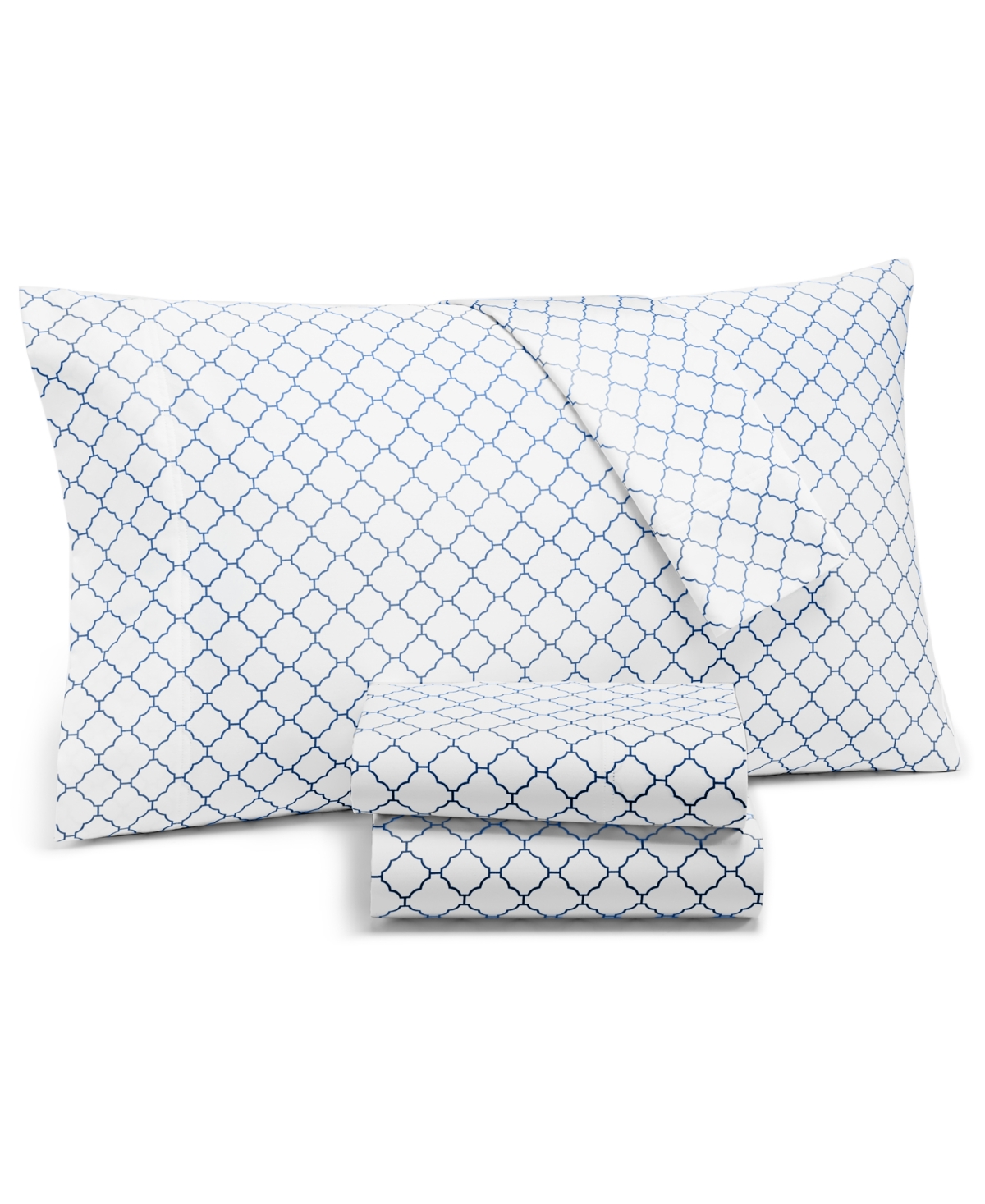 Charter Club Damask Designs 550 Thread Count Printed Cotton 4-pc. Sheet Set, California King, Created For Macy's In Arabesque Geo Cornflower