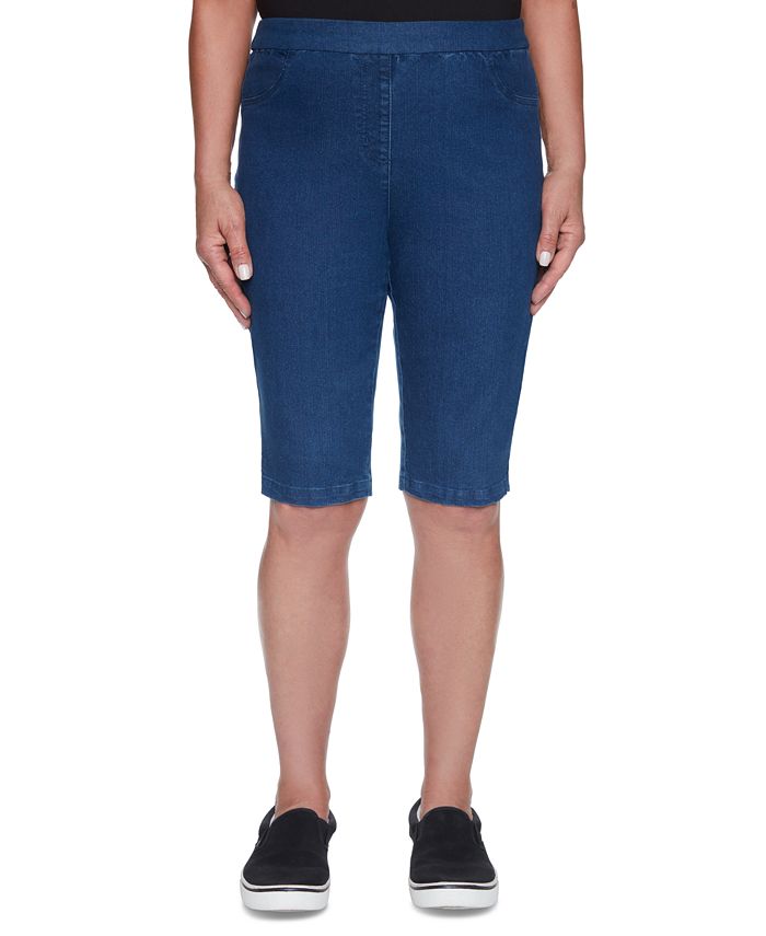 Alfred Dunner Petite Classics Stretch Denim PullOn Bermuda Shorts Macy's