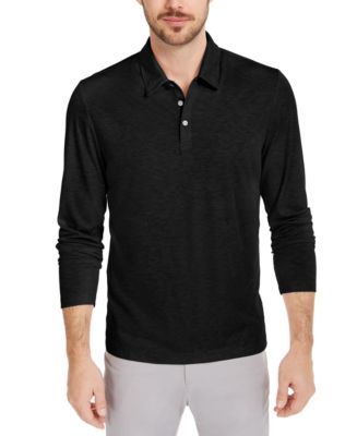 Alfani Men's AlfaTech Stretch Solid Long Sleeve Polo Shirt, Created for ...