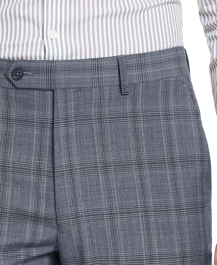 Calvin Klein Men's Skinny-Fit Gray/Blue Plaid Suit Pants - Macy's