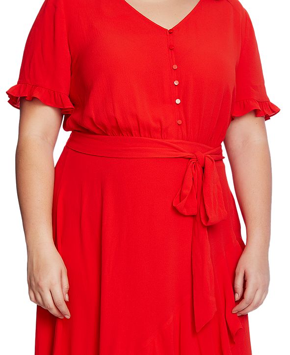 CeCe Plus Size Ruffled Belted Dress & Reviews - Dresses - Plus Sizes ...