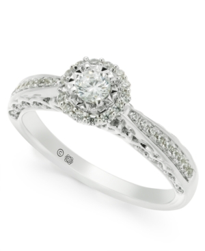 image of Diamond Halo Engagement Ring (1/2 ct. t.w.) in 14k White Gold