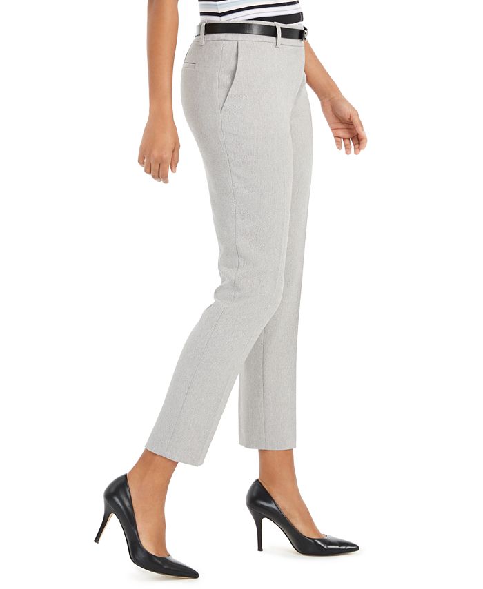 Calvin Klein Women's Slim Fit Belted Windowpane Pants Gray Size 12 main image 0