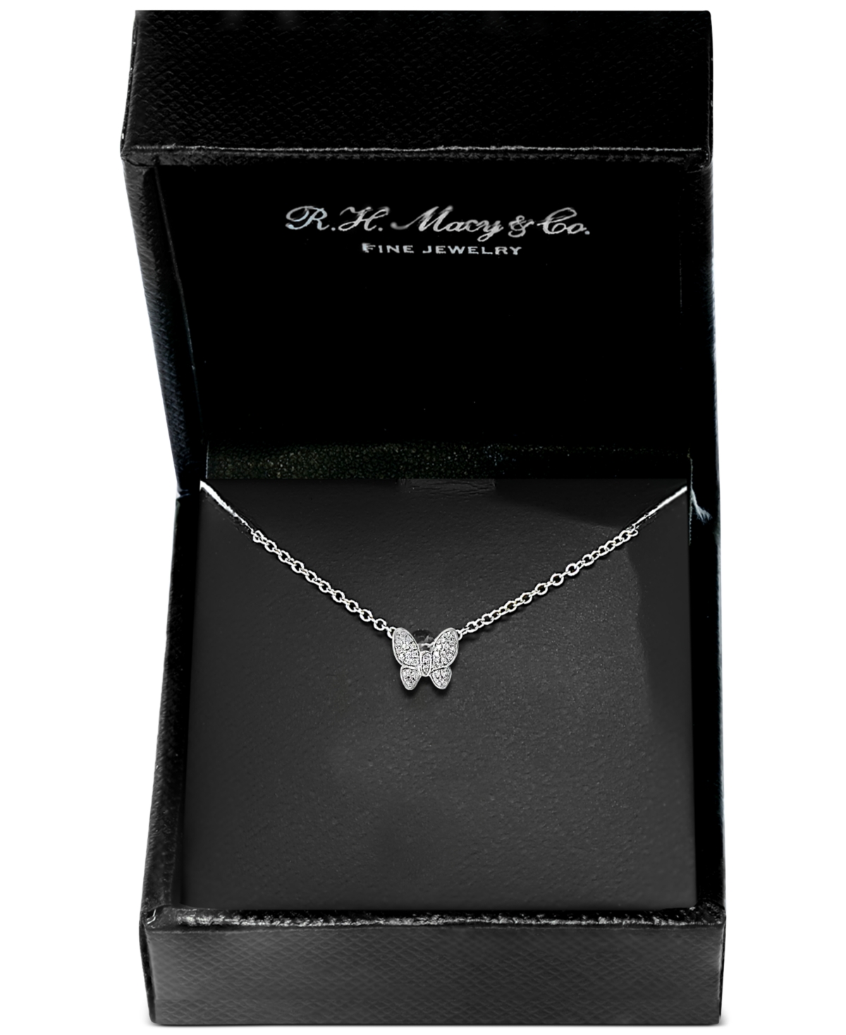 Effy Diamond Pave Butterfly Pendant Necklace (1/10 ct. t.w.) - Sterling Silver