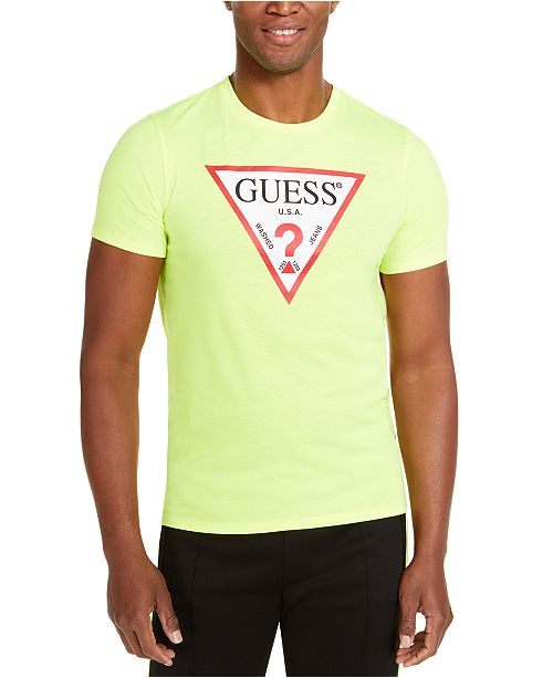 Guess Men S Neon Logo T Shirt Reviews T Shirts Men Macy S