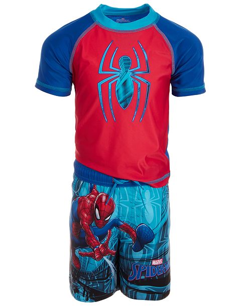 Dreamwave Little Boys 2 Pc Spiderman Rash Guard Swim