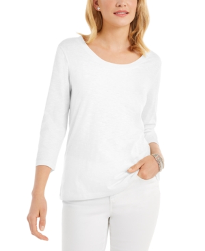 image of Style & Co 3/4-Sleeve Scoop-Neck Top, Created for Macy-s
