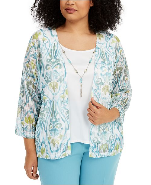 Alfred Dunner Plus Size Chesapeake Bay Printed Layered Look Necklace Top Reviews Tops Plus Sizes Macy S