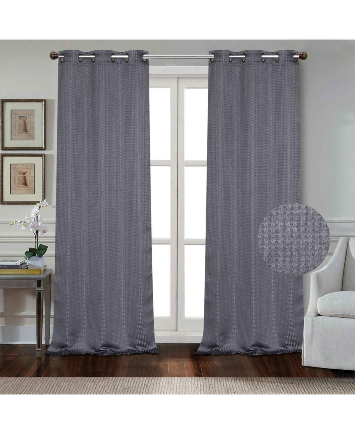 Dainty Home Times Square Window Panel Set, 76" X 96" In Charcoal