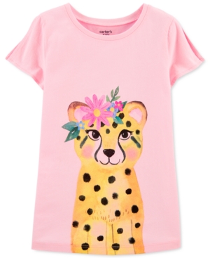 image of Carter-s Little & Big Girls Floral Leopard-Print Split-Sleeve Cotton T-Shirt