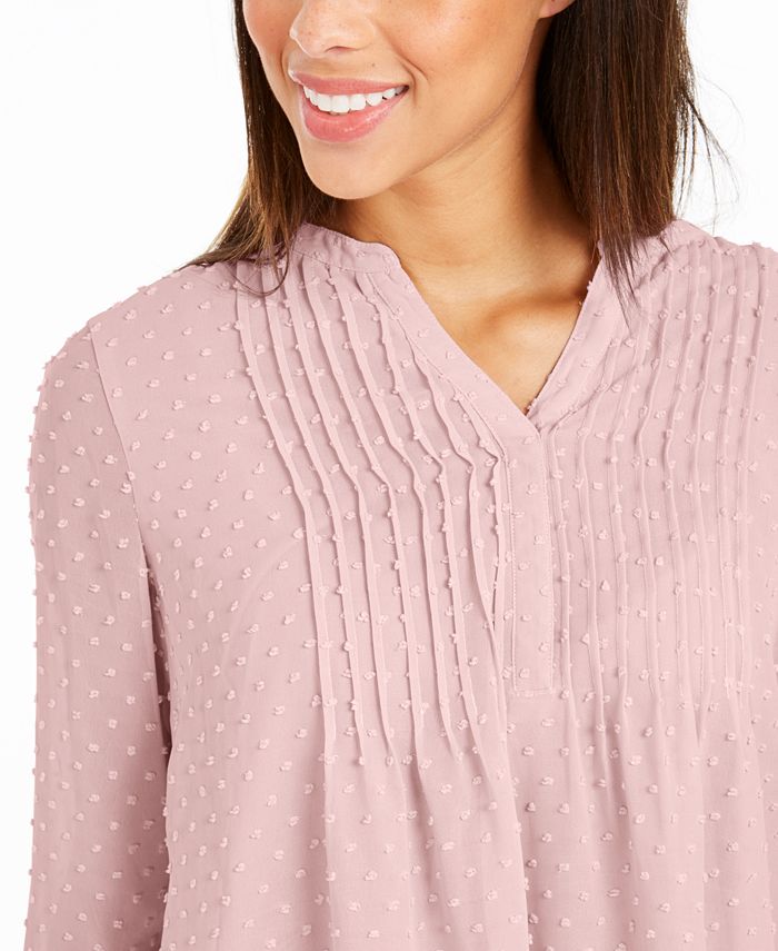 Charter Club Printed Pintuck Top Pink Size XL