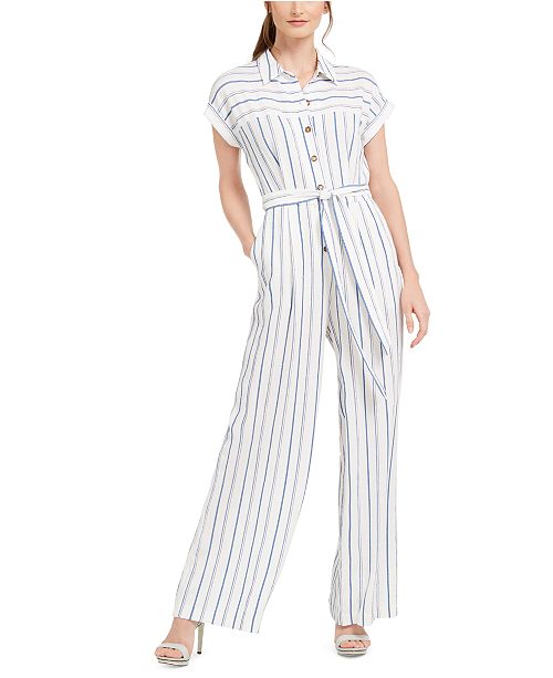 Calvin Klein Striped Jumpsuit & Reviews - Pants & Leggings - Women - Macy's