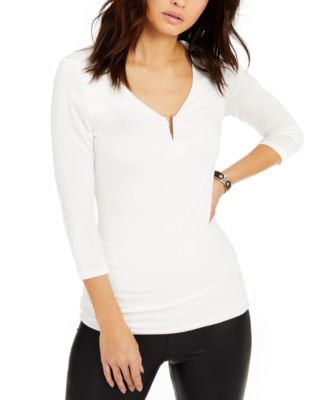 Thalia Sodi - Metallic-V-Neck Top