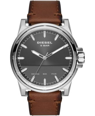 Diesel - Men's Tough Guy Brown Leather Strap Watch 48mm