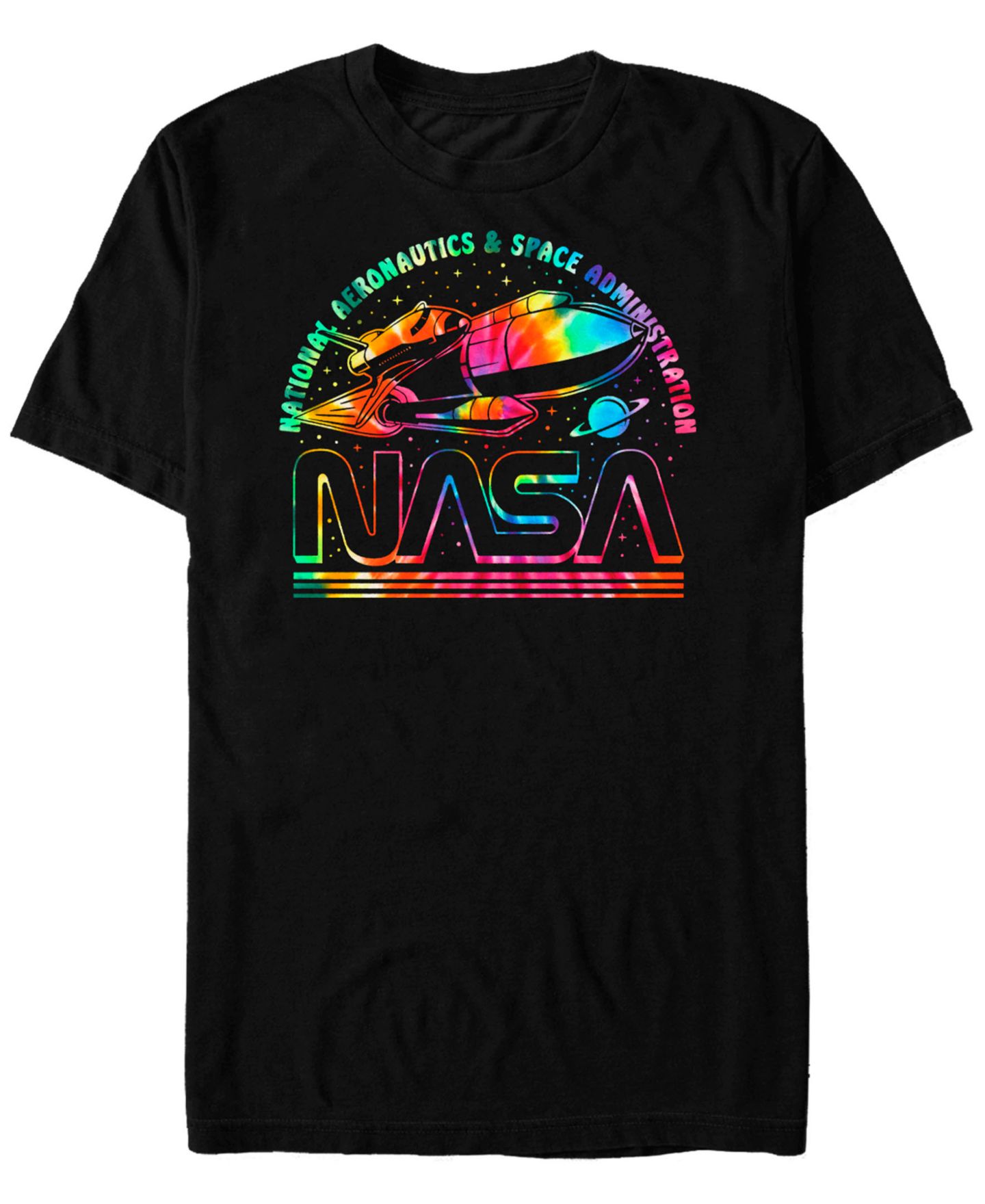 Мужская рубашка Fifth Sun NASA Rainbow Tie Dye Rocket Logo Short Sleeve T, цвет: Чёрный — фото 1