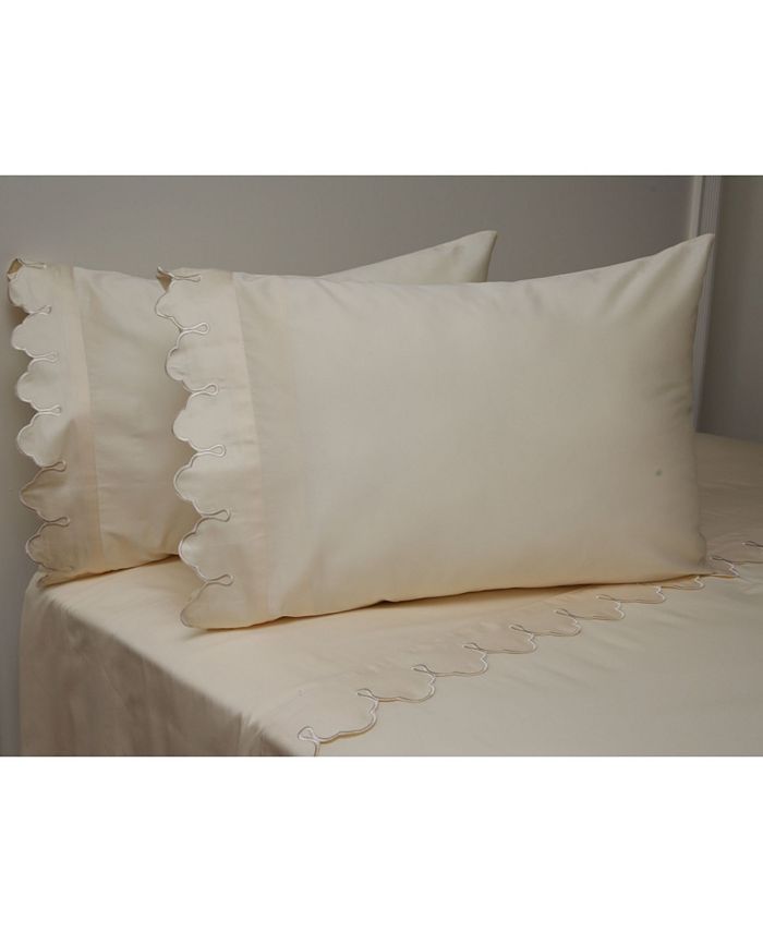 Belle Epoque 300 TC Scalloped Embroidered Sheet Set, Twin & Reviews