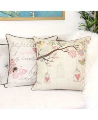 Lilly Embroidered Linen Decorative Pillow, 20" x 20"