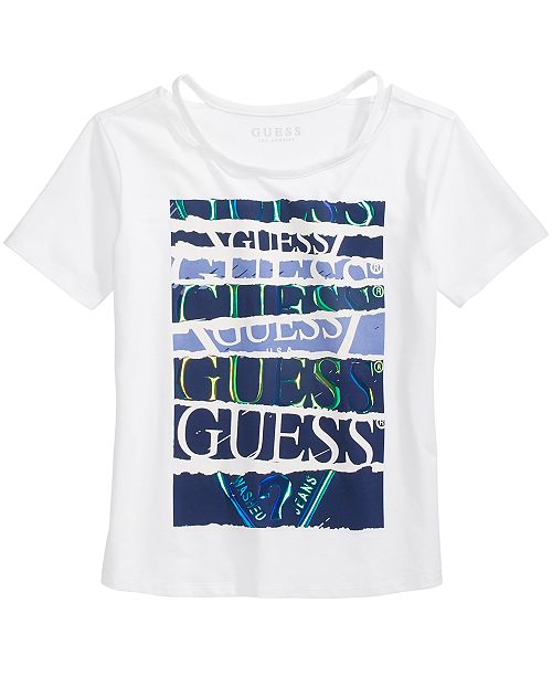 Guess Big Girls Iridescent Shine Logo Cutout Shirt Reviews
