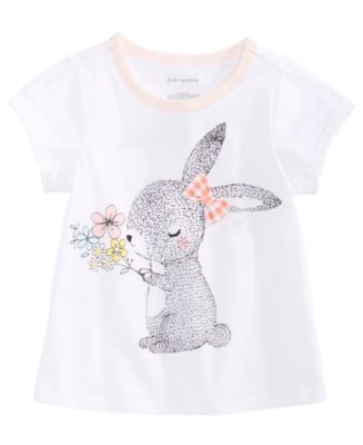 First Impressions Baby Girls Bunny-Print Cotton T-Shirt, Created for ...