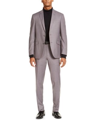 Kenneth Cole Reaction - Men's Slim-Fit Techni-Cole Stretch Gray Windowpane Suit