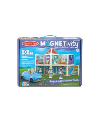 Melissa and Doug - 100-Piece MAGNETIVITY Magnetic Building Play Set – Our House with Vehicle 16 Panels, 80 Accessory Magnets