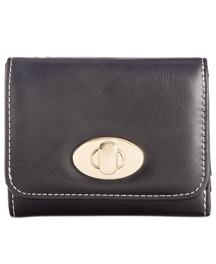 Giani Bernini Turnlock Glazed Trifold Wallet, Created for Macy's Macy's