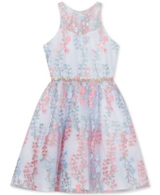 Rare Editions - Big Girls Embroidered Illusion Dress
