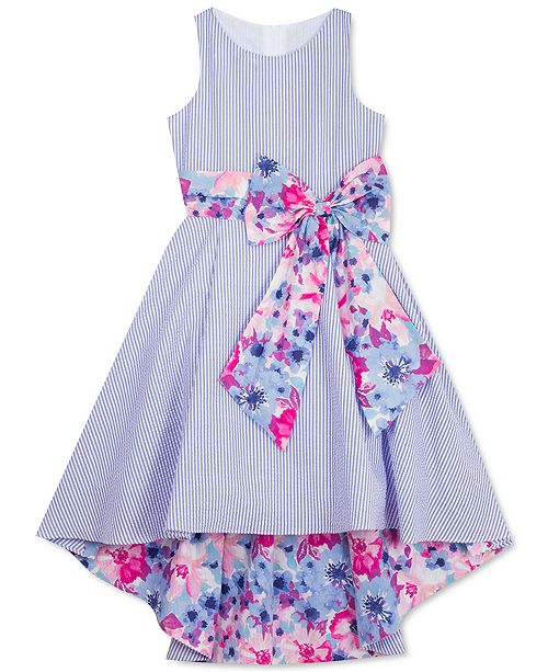 Rare Editions Big Girls Striped Seersucker Floral Print Dress