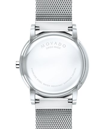 Movado - Men's Swiss Museum Classic Diamond (1/20 ct. t.w.) Stainless Steel Mesh Bracelet Watch 40mm