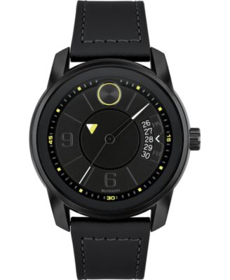 Movado - Men's Swiss Bold Black Leather Strap Watch 42mm
