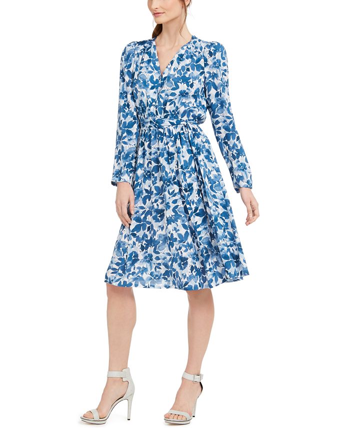 Calvin Klein Printed A-Line Dress - Macy's
