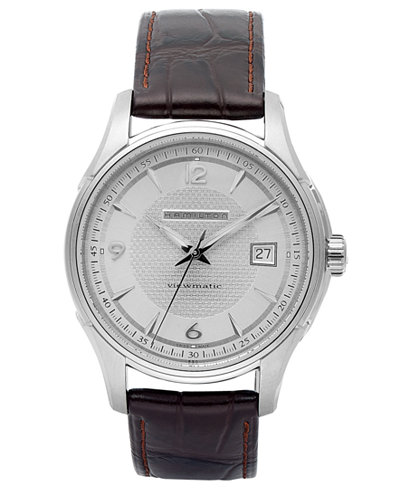 Hamilton Watch, Men's Swiss Automatic Jazzmaster Viewmatic Brown Leather Strap 40mm H32515555