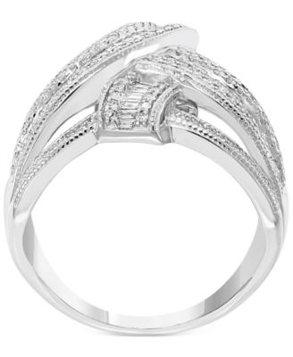 EFFY&reg; Diamond Baguette Crossover Statement Ring (7/8 ct. t.w.) in 14k White Gold