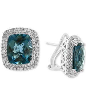 image of Effy London Blue Topaz (15-5/8 ct. t.w.) & Diamond (7/8 ct. t.w.) Statement Earrings in 14k White Gold