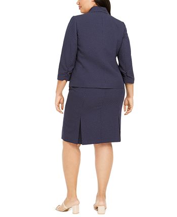 Navy blue skirt suit plus size online