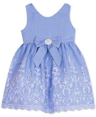 Rare Editions - Baby Girls Scalloped-Hem Gingham-Print Dress