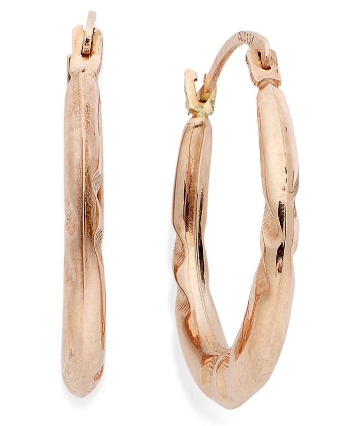 Macy's 10k Rose Gold Earrings, Pinched Hoop Earrings Macy's