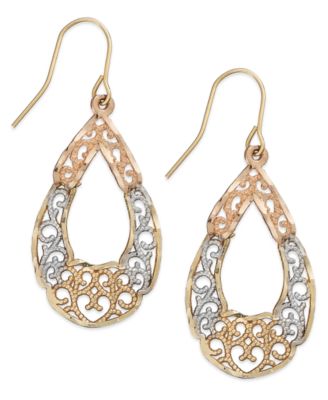 Macy's - 10k Two-Tone Gold Earrings, Design Earrings