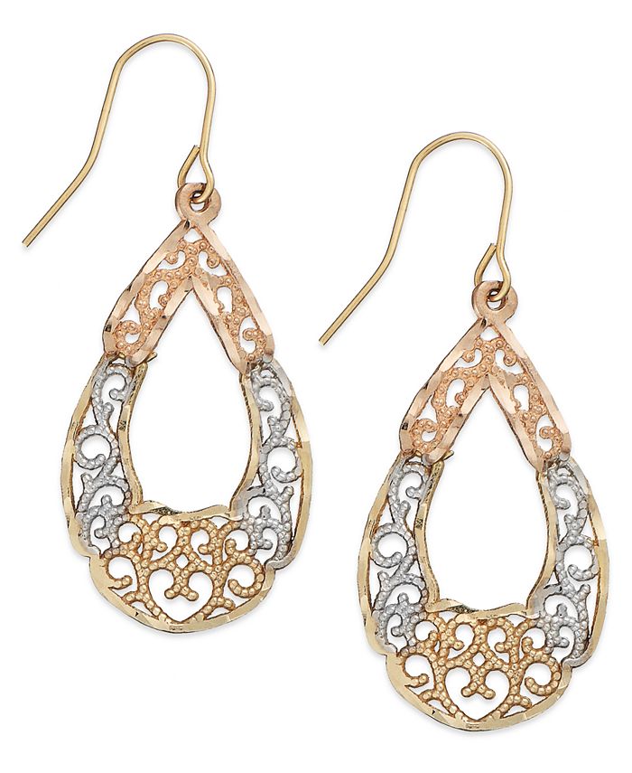 Macy's 10k Two-Tone Gold Earrings, Design Earrings & Reviews - Earrings ...