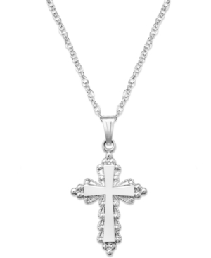 image of Sterling Silver Necklace, Ornate Edge Cross Pendant