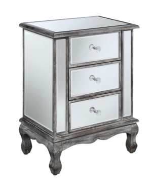 Convenience Concepts Gold Coast Vineyard 3 Drawer Mirrored End Table
