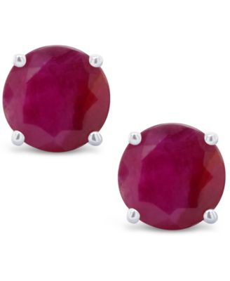 Ruby (1-1/5 ct. t.w.) Stud Earrings in 14K White Gold. Also Available in 14K Yellow Gold