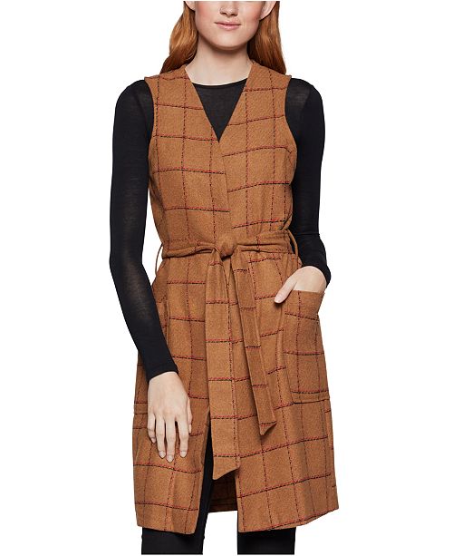 Bcbgeneration Plaid Longline Vest Reviews Bcbgeneration Women Macy S