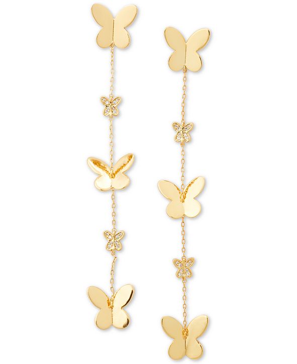kate spade new york GoldTone Pavé Butterfly Linear Drop Earrings