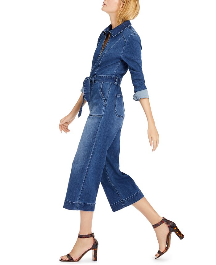 INC International Concepts INC ZipFront Denim Cropped Jumpsuit, Created for Macy's Macy's