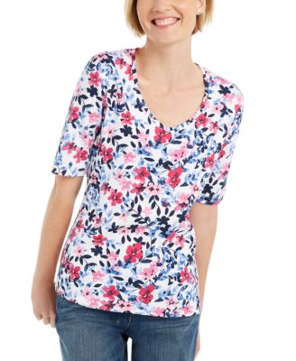 Karen Scott Petite Printed Scoop-Neck T-Shirt, Created for Macy's - Macy's