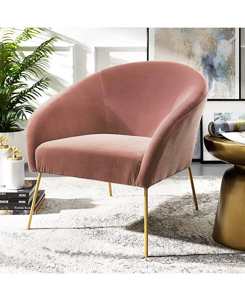 Nicole Miller Catriona Velvet Barrel Accent Chair With Metal Legs