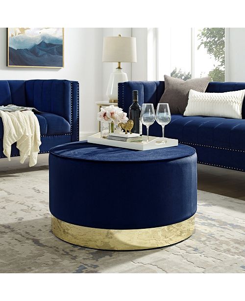 Nicole Miller Apoplline Upholstered Cocktail Ottoman With Metal